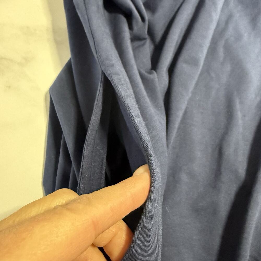 Quince V-neck Long Sleeve Midi Dress Size L Navy Soft Tensel Knit Pockets NEW - Picture 6 of 10